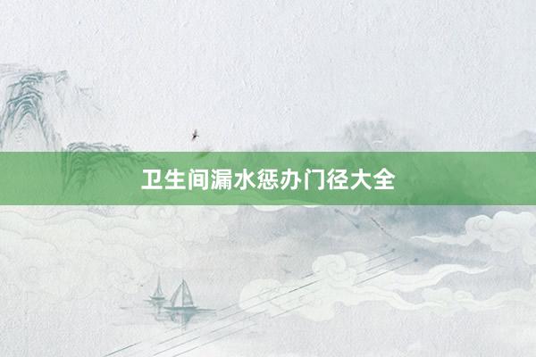 卫生间漏水惩办门径大全